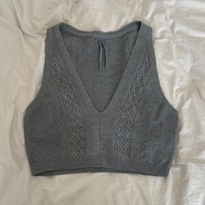 Anthropologie Gray Crop Sweater Vest